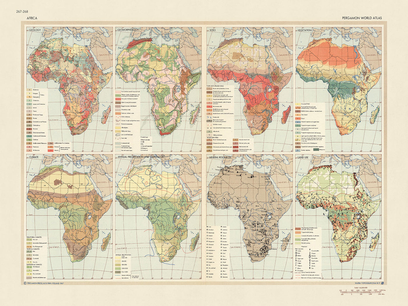 Old Infographic Map of Africa, 1967: Geographical Diversity, Mineral Wealth, Cold War Cartography