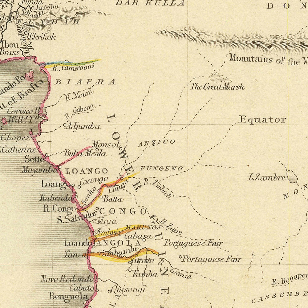 Old World Map of Africa by Tallis & Rapkin, 1851: Decorative Illustrations of Bedouin Arabs, St Helena, Hottentots