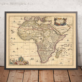 Ancienne carte de l'Afrique : 'Africae Accurata Tabula' par Visscher, 1690 : Le Caire, Tombouctou, Mombasa, Luanda, Le Cap