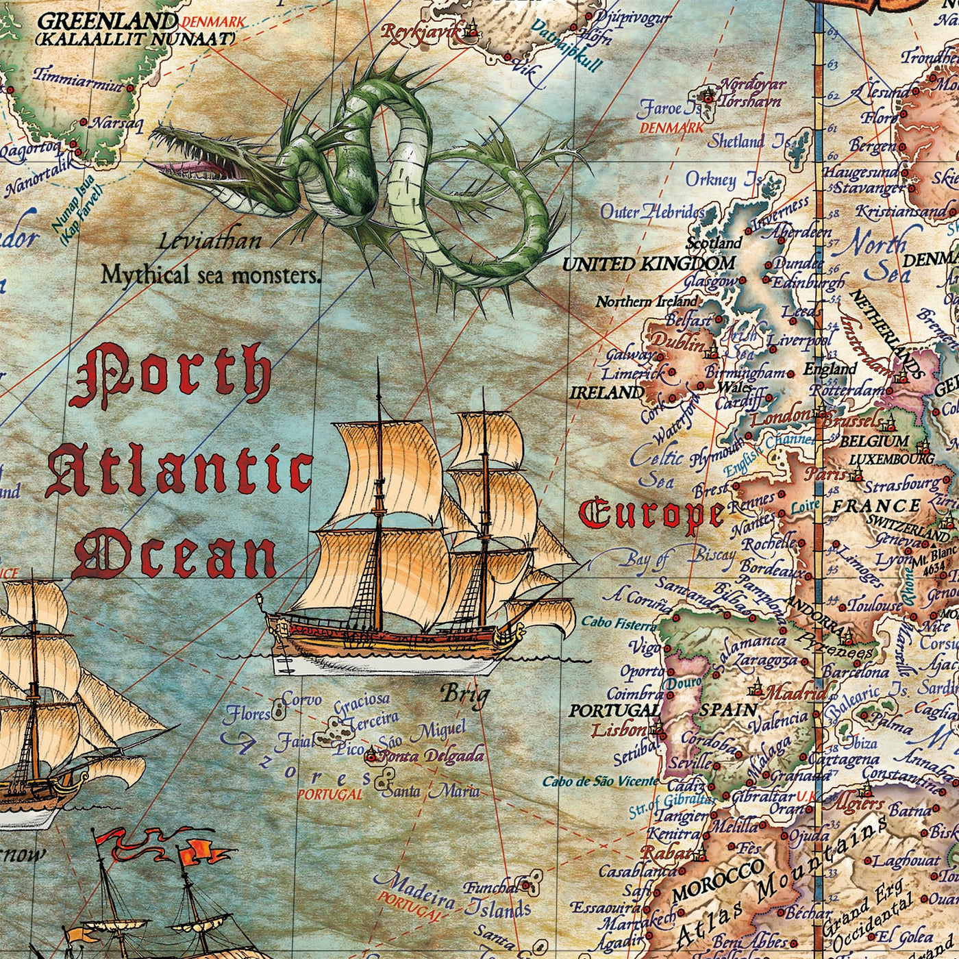 Old Pirate World Map by Ray&Co, 2025: Pirate Ships, Weapons, History