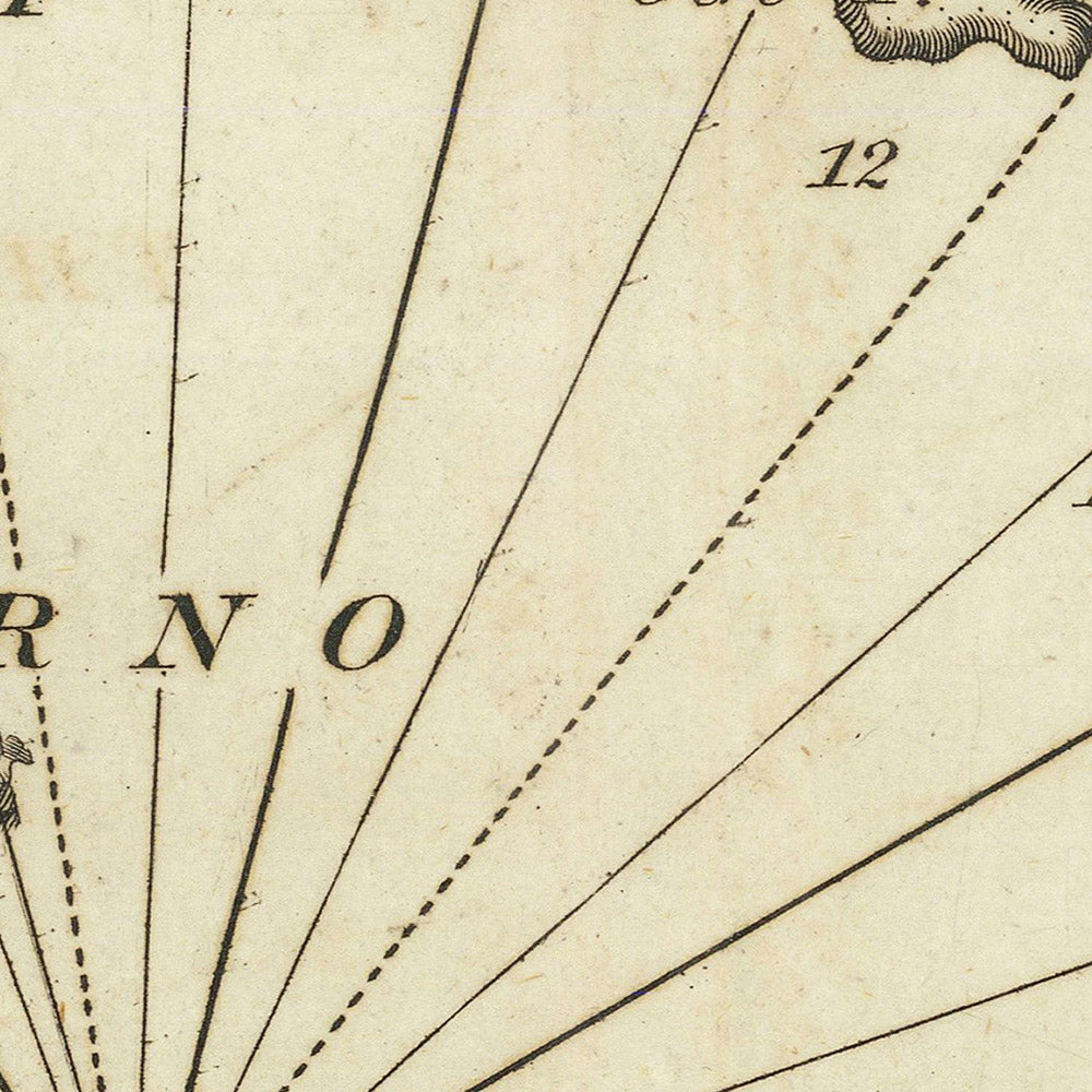 Ancienne carte marine du golfe de Salerne par Heather, 1802 : Amalfi, Pompéi, sondages