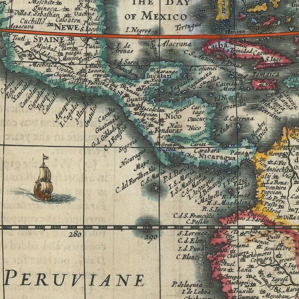 Carte ancienne de l'Amérique par Speed, 1626 : la Californie comme île, les premières colonies, les éléments décoratifs