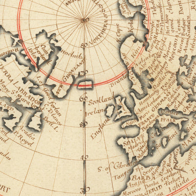 Old Manuscript World Map by Trippit, 1665: Twin Polar Projections, California as Island, Rare Astronomical Diagrams