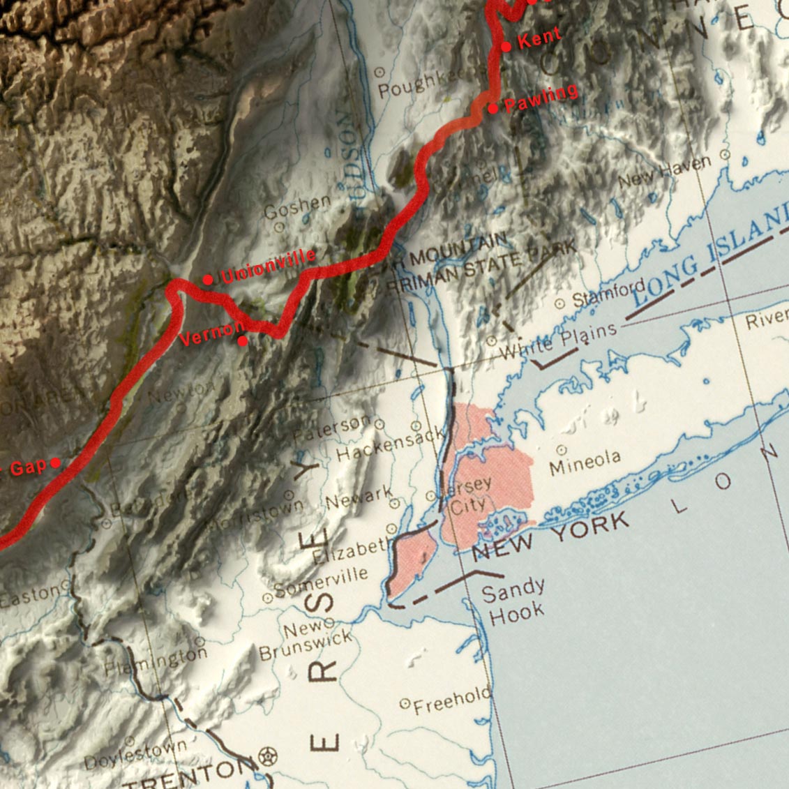 Vintage 3D Map of the Appalachian Trail: The Unique Maps Co. Relief Map of the Great Smoky Mountains, Shenandoah, White Mountain, Etc.