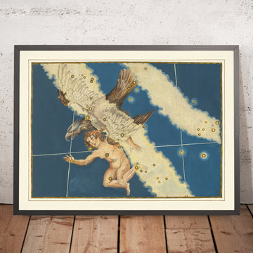Old Star Map of Aquila by Johann Bayer, 1603 - Celestial Constellation Chart