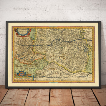 Alte Karte von Österreich von Abraham Ortelius aus dem Jahr 1594 - Wien, Neusiedler See, Tulin, Bratislava, Wiener Neustadt 