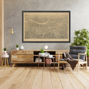 Antigua Mapa Pictórico de Londres por Henry Banks, 1851: "Una Vista en Globo" del Palacio de Buckingham, St Paul&