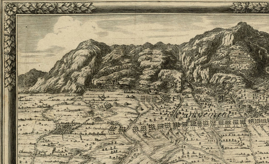 Sitio francés de Barcelona por Beaulieu, 1697: Montjuïc, Fuerzas Navales, Campamentos Franceses 