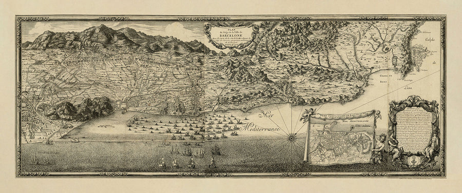 Sitio francés de Barcelona por Beaulieu, 1697: Montjuïc, Fuerzas Navales, Campamentos Franceses 