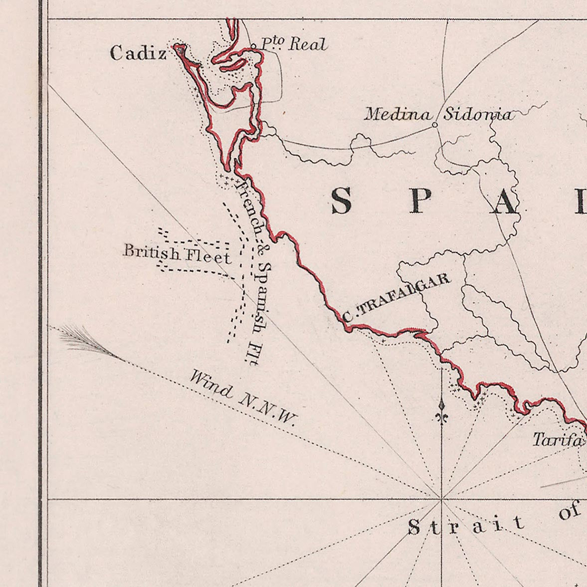 Bataille de Trafalgar : la flotte britannique brisant la ligne française et espagnole par AK Johnston, 1852