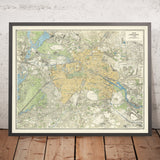 Mapa antiguo de la Batalla de Berlín, Segunda Guerra Mundial (Edición de la Unión Soviética), 1945: Tiergarten, Reichstag, Charlottenburg 