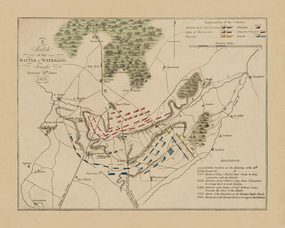 Schlacht von Waterloo, britische und französische Positionen, 1815: Napoleonischer Krieg 