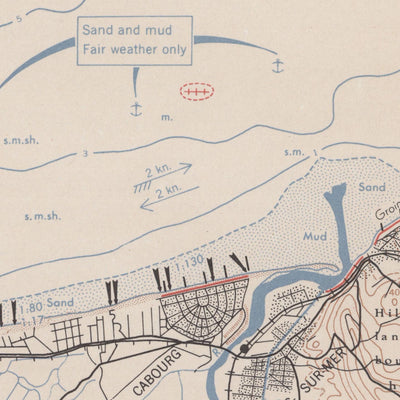 Ancienne carte militaire de la Normandie par OSS, 1943 : Vierville, Arromanches, Ouistreham, préparation du jour J