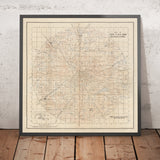 Mapa antiguo de Bengaluru, 1910: Ciudad de Bangalore, Cantón, Bannerghatta, Lago Ulsoor, Tanque Sankey 