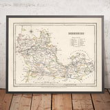 Mapa antiguo de Berkshire de Samuel Lewis, 1844: Reading, Windsor, Newbury, Abingdon y Henley-on-Thames