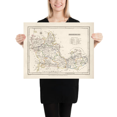 Alte Karte von Berkshire von Samuel Lewis, 1844: Reading, Windsor, Newbury, Abingdon und Henley-on-Thames 