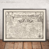 Alter monochromer Plan von Berkshire 1611 von John Speed - Reading, Slough, Bracknell, Maidenhead, Henley, Eton, Windsor Castle 