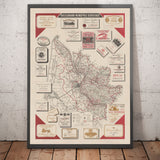Old Map Wine Map of Bordeaux in 1948 - Garonne, Pessac, Blanquefort, Carbon-Blanc, Libourne