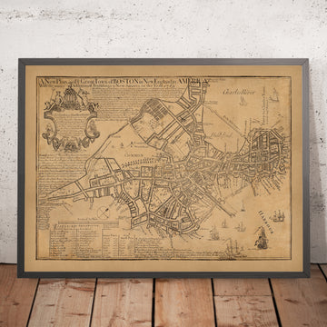 Ancienne carte de Boston, 1769 par William Price : Beacon Hill, Centre-ville, Nord, Sud, West End 