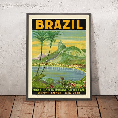 Brazil Travel Poster with Cristo Redento by Waldomiro Goncalves Christino