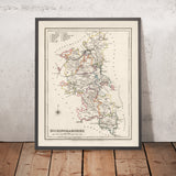 Old Map of Buckinghamshire by Samuel Lewis, 1844: Aylesbury, High Wycombe, Milton Keynes, Marlow, Amersham, Chesham