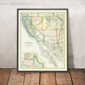 Ancienne carte de la Californie, de l&