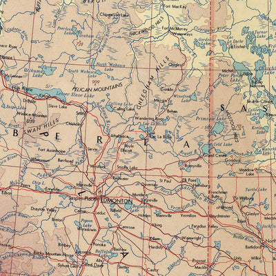 Old Map of Canada, 1967: Edmonton, Calgary, Vancouver, Winnipeg, Rocky Mountains