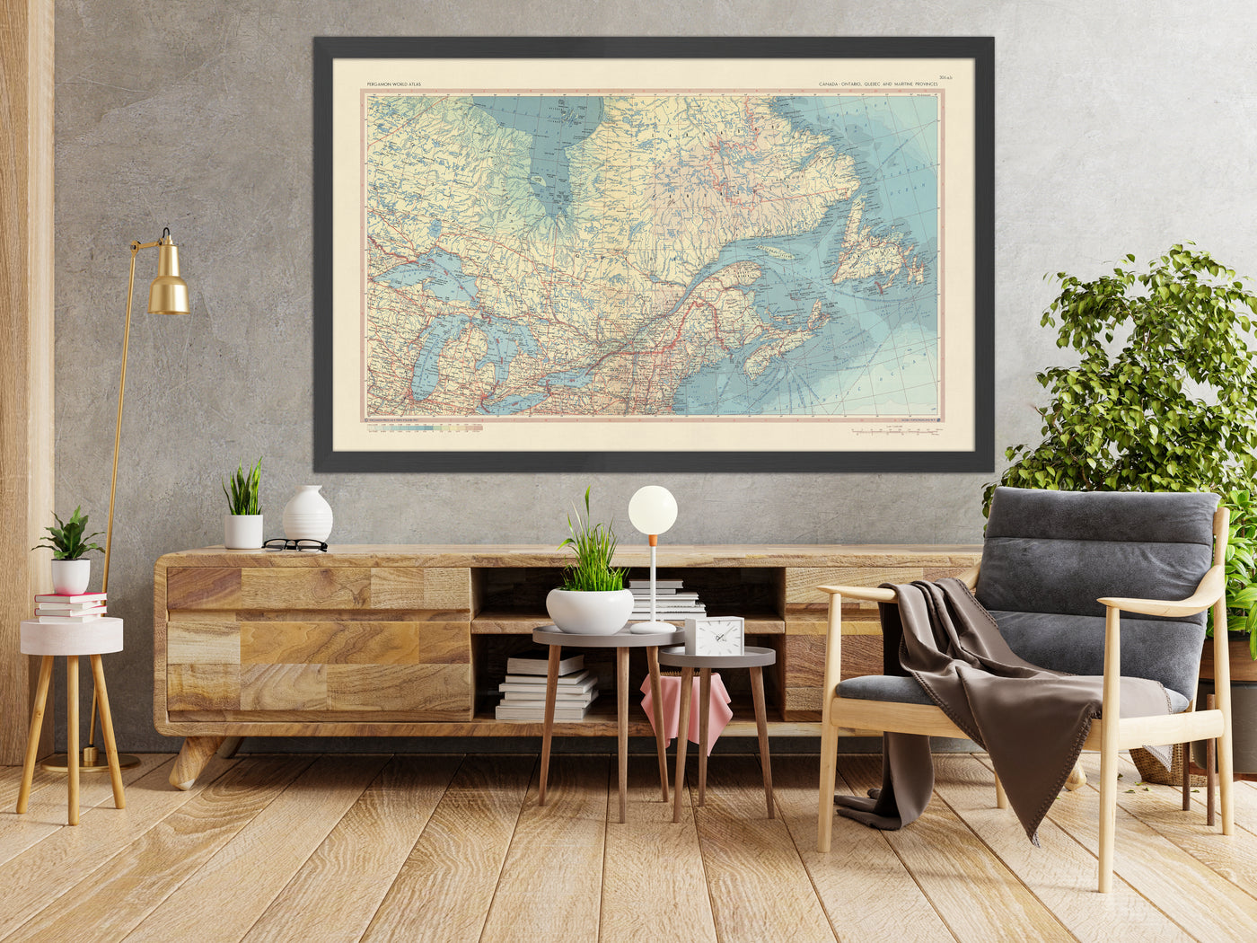 Old Map of Canada, 1967: Ontario, Quebec, Newfoundland, Labrador, Nova Scotia, Great Lakes