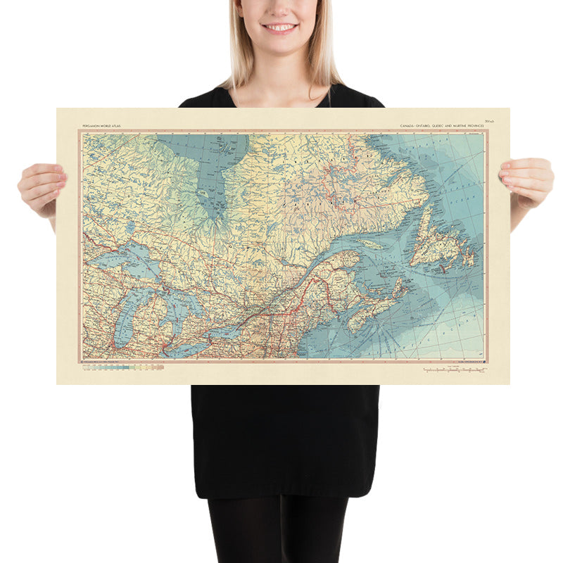 Old Map of Canada, 1967: Ontario, Quebec, Newfoundland, Labrador, Nova Scotia, Great Lakes