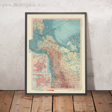 Old Map of Western Canada, 1967: Montreal, Vancouver, Yukon, Northwest Territories, British Columbia, Alaska
