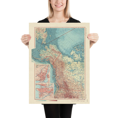 Old Map of Western Canada, 1967: Montreal, Vancouver, Yukon, Northwest Territories, British Columbia, Alaska