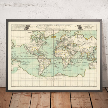 Mapa del Viejo Mundo Envío y Comercio por Du Val, 1677: Indias Occidentales e Indias Orientales, Isla de California, Antártida Mítica, 