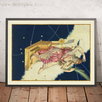 Antica mappa stellare di Cassiopeia di Johann Bayer, 1603 - Mappa delle costellazioni celesti 