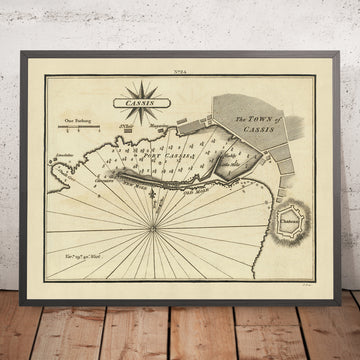 Carta nautica di Cassis Old Town & Port di Heather, 1802: Costa Azzurra, Porto, Forte, Forni di Calce 