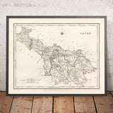 Alte Karte des County Cavan von Samuel Lewis, 1844: Belturbet, Cootehill, Bailieborough, Virginia und mehr 