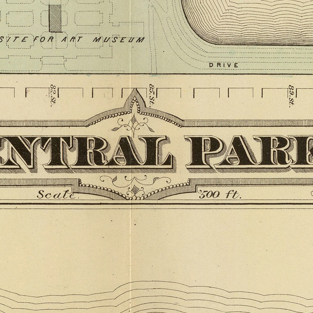 Mapa antiguo de la ciudad de Nueva York de Bromley, 1879: Central Park, Blackwells Island, el lago, el estanque, Harlem Meer