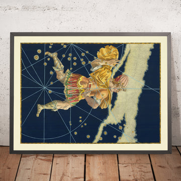 Antica mappa stellare di Cefeo di Johann Bayer, 1603 - Carta della costellazione celeste 