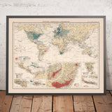 Mappa del Mondo Antico della Produzione e Consumo di Caffè, 1907: Rotte Commerciali Globali, Annotazioni Storiche. 