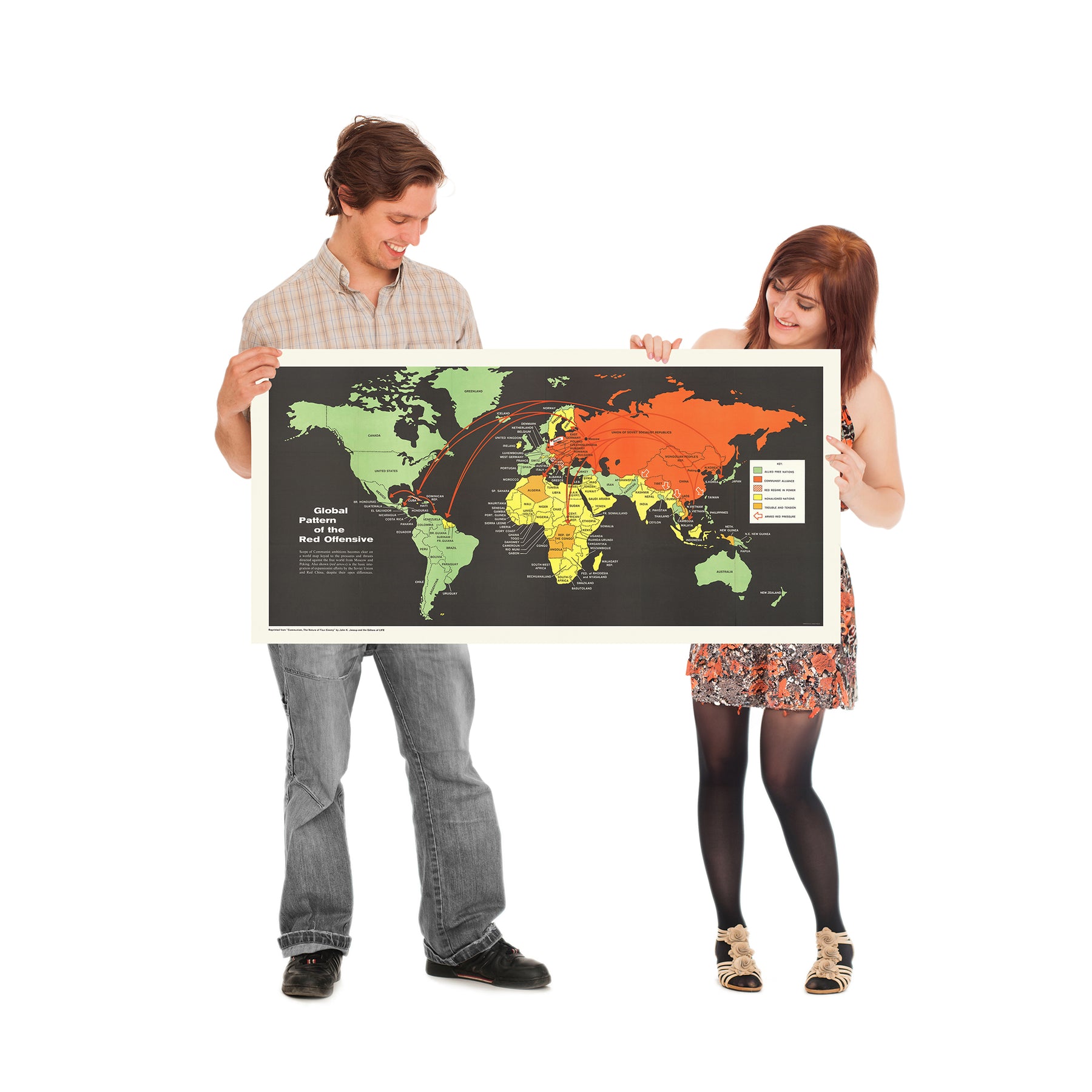 Old Cold War World Map by Jessup, 1961: Communist Expansion, Nonaligne ...