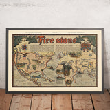 Alte Firestone-Reifen-Weltkarte von Clegg, 1928: Globale Reichweite, Industrielandschaften 