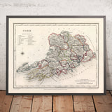 Old Map of County Cork by Samuel Lewis, 1844: Cobh, Kinsale, Blarney Castle, Fota House, Mizen Head