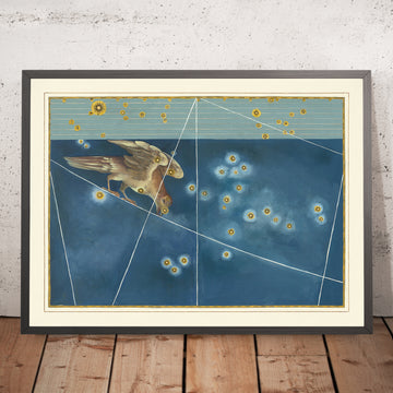 Ancienne carte des étoiles de Corvus par Johann Bayer, 1603 - Carte des constellations célestes 