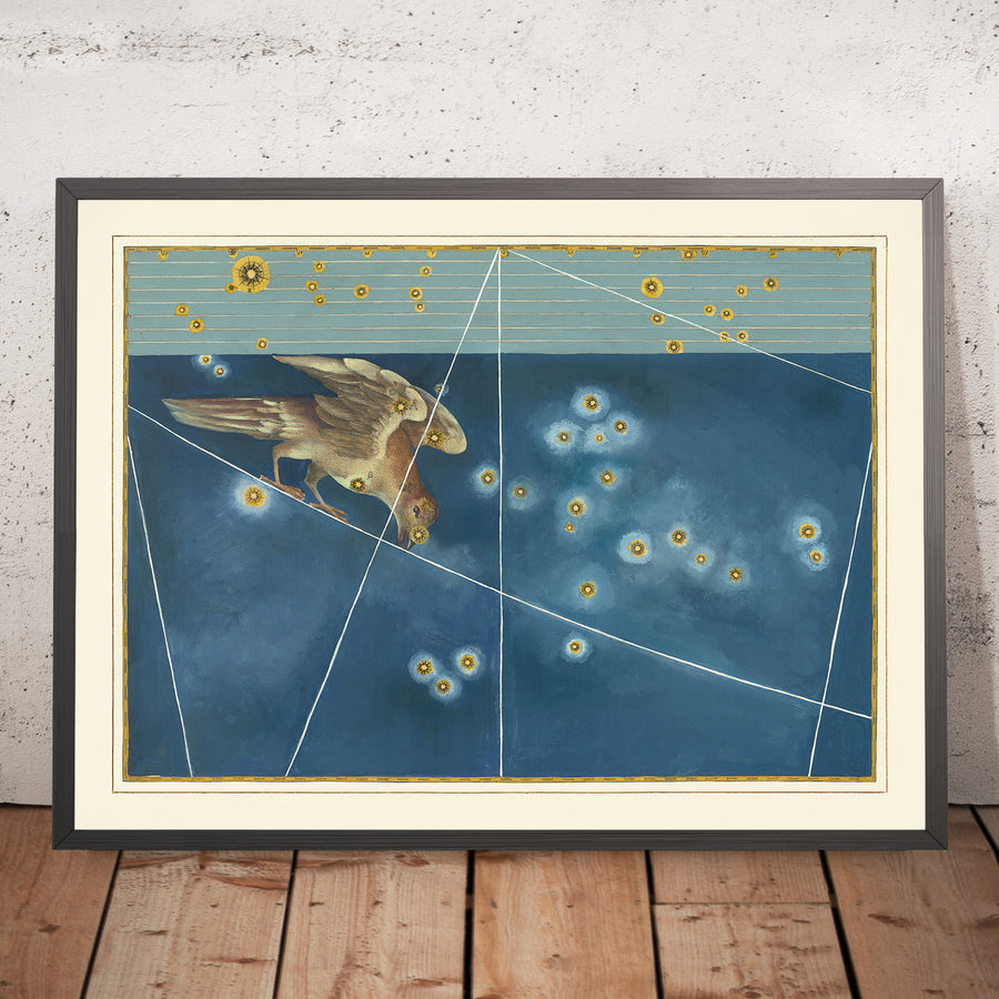 Antica mappa stellare di Corvo di Johann Bayer, 1603 - Mappa della costellazione celeste 