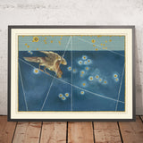 Old Star Map of Corvus by Johann Bayer, 1603 - Celestial Constellation Chart