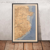 Old Map of Costa Brava by Dolcet in 1950 - Girona, Figueres, Tossa de Mar, Lloret de Mar, Blanes