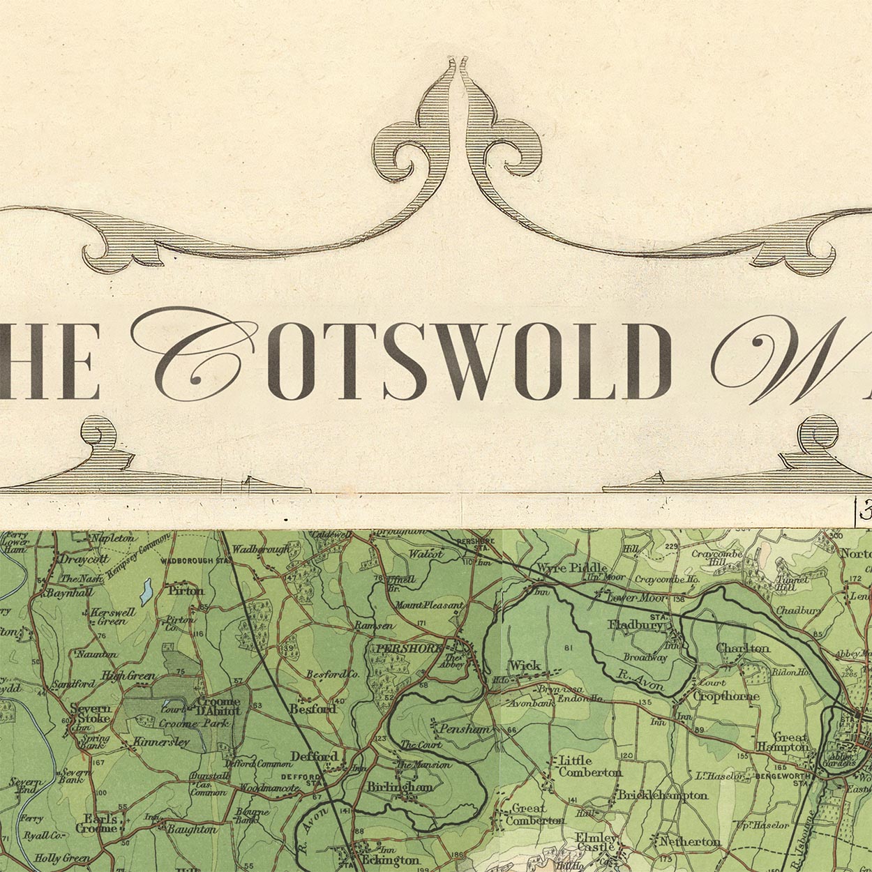Alte Karte des Cotswold Way von Bartholomew und The Unique Maps Co. 