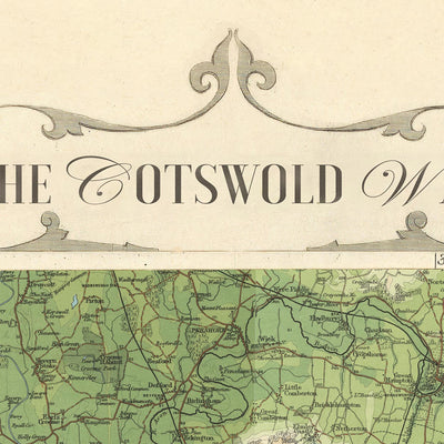 Alte Karte des Cotswold Way von Bartholomew und The Unique Maps Co. 