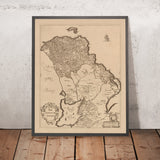 Alte Karte des County Antrim von Petty, 1685: Belfast, Carrickfergus, Lisburn, Randalstown 