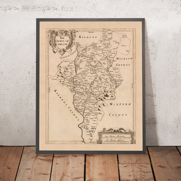 Ancienne carte du comté de Carlow : Petty, 1685 : Carlow, Tullow, Leighlinbridge, Hacketstown, Borris