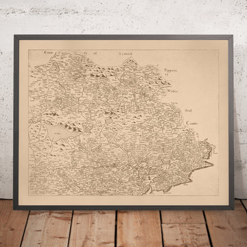 Ancienne carte du comté de Cork par Petty, 1685 : Kinsale, Bandon, Clonakilty, Bantry, Skibbereen 